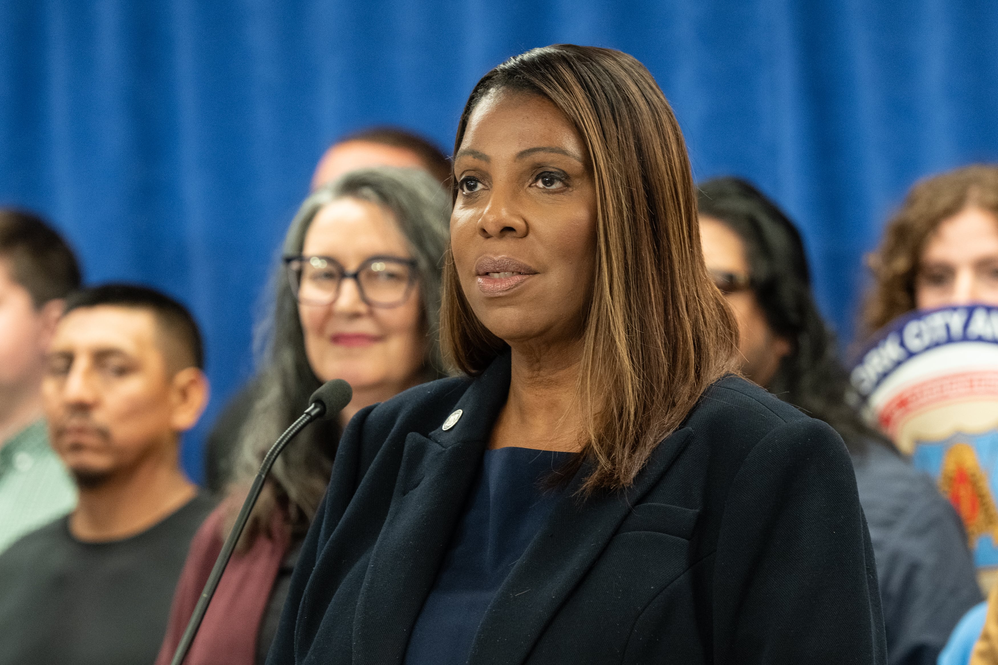James said the charges against her are “baseless,” and that the indictment is “nothing more than a continuation of the president’s desperate weaponization of our justice system.” / Pacific Press / Pacific Press/LightRocket via Ge