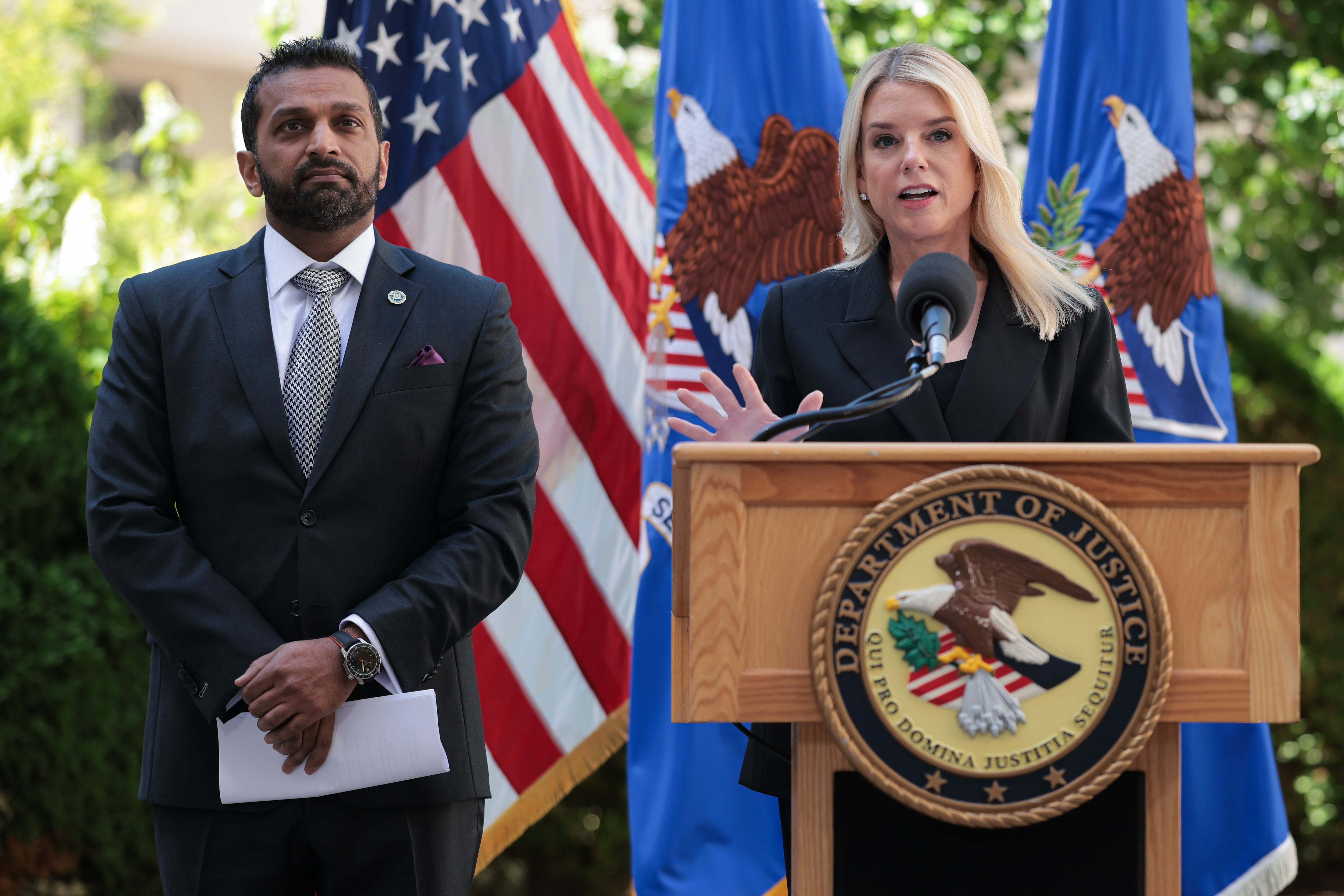 FBI Director Kash Patel and Attorney General Pam Bondi have been attacked for their handling of the Epstein files. / Kayla Bartkowski / Kayla Bartkowski/Getty