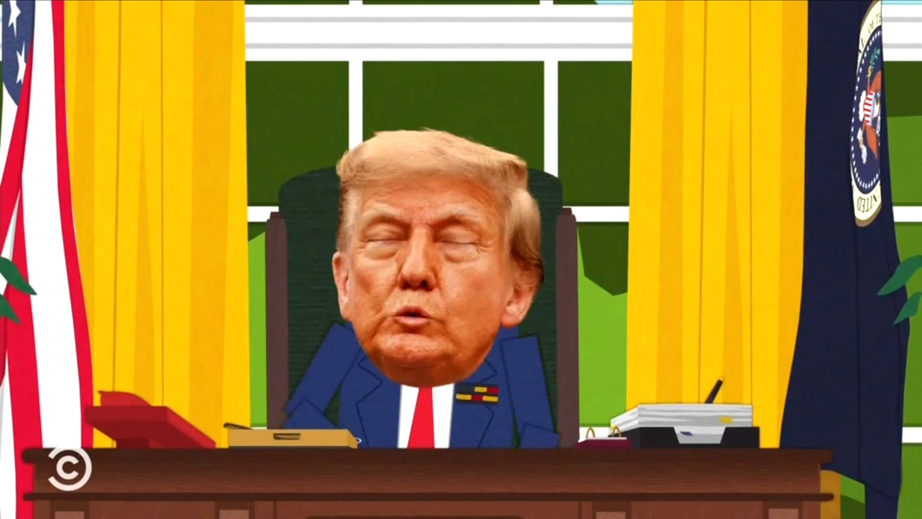 South Park, Trump masturbating in the Oval Office.