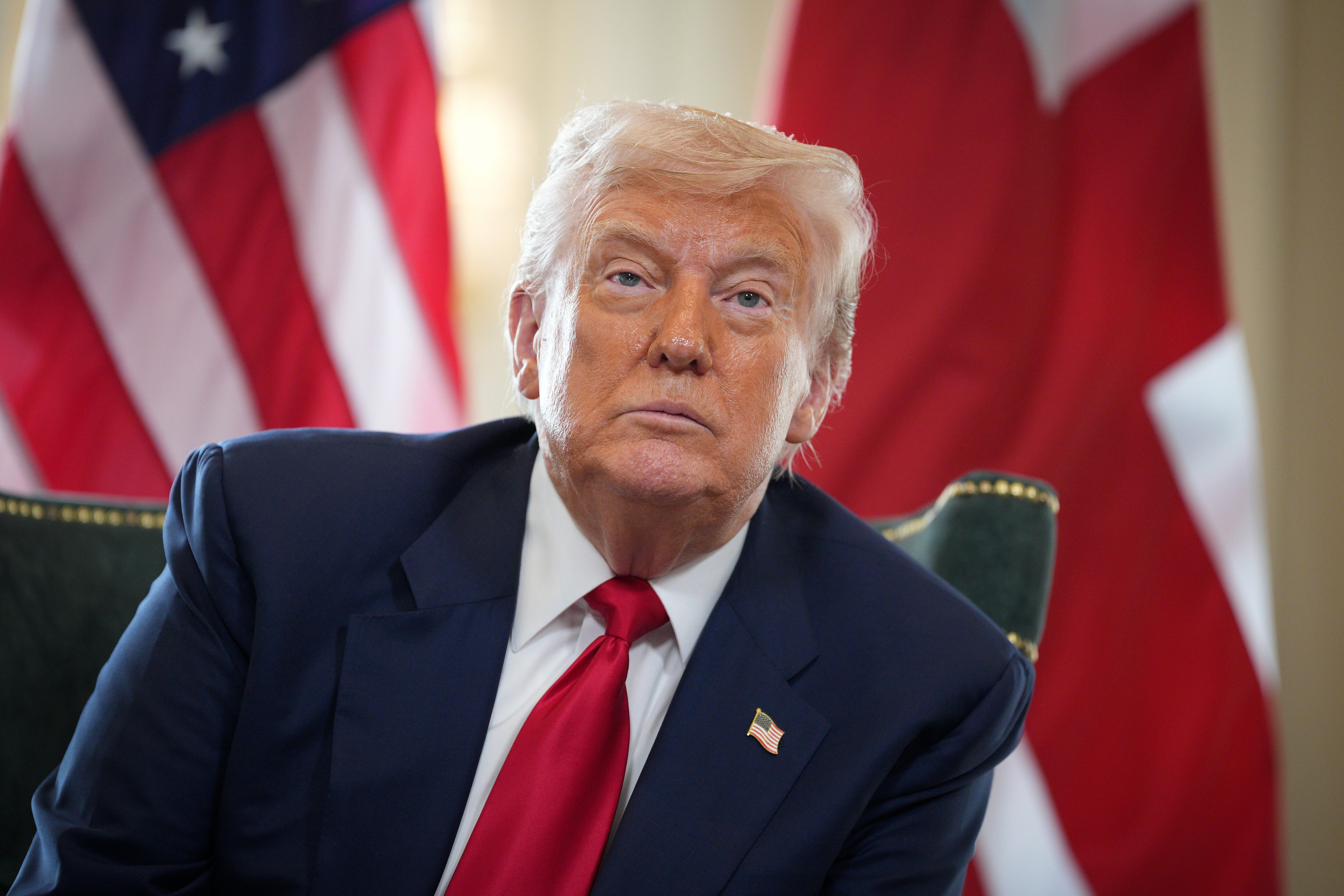 Donald Trump has not helped the optics of the situation with his comments about the settlement and criticisms of Colbert. / Christopher Furlong / Getty Images