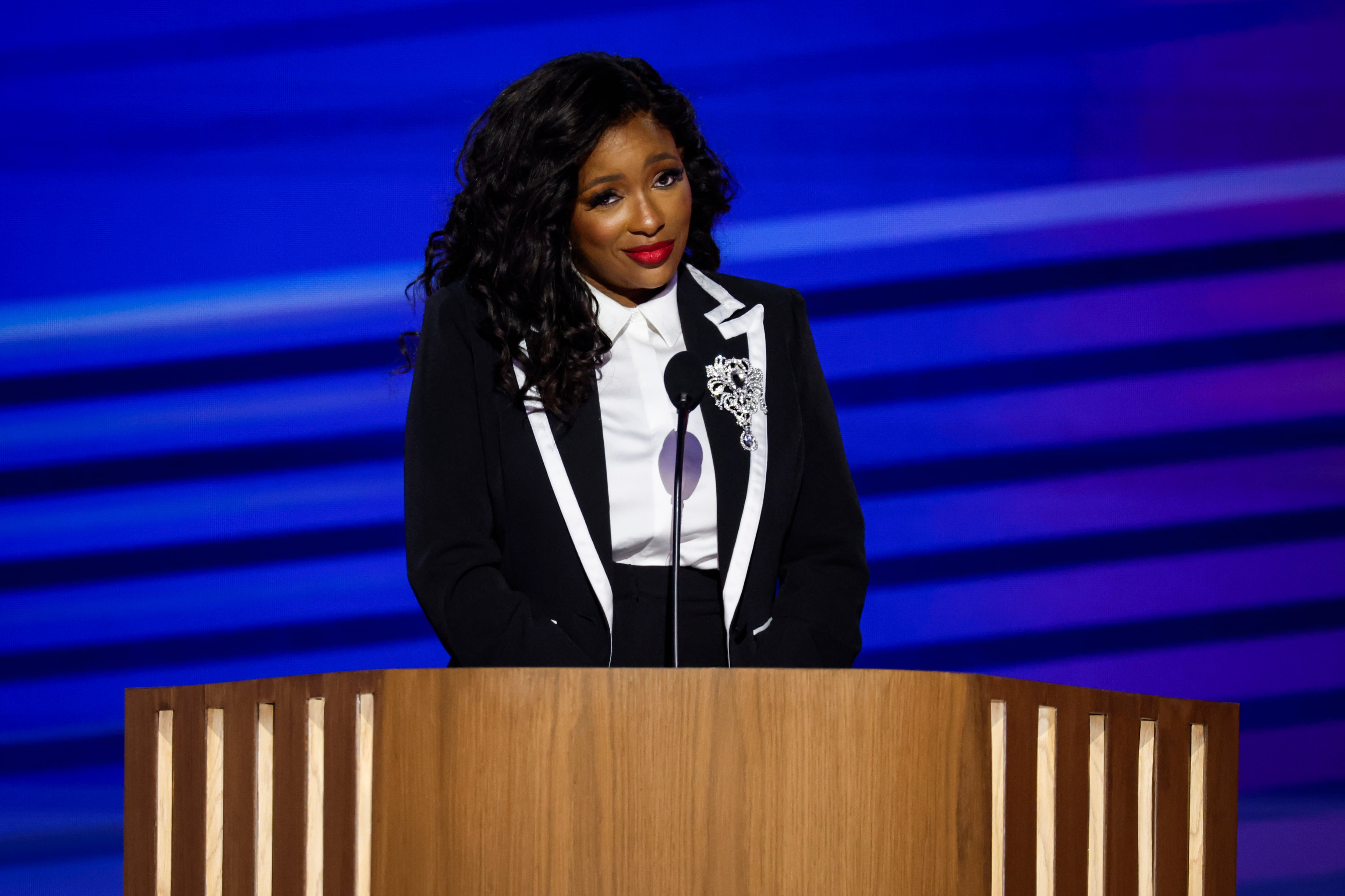 Rep. Jasmine Crockett speaks onstage during the first day of the Democratic National Convention at the United Center on August 19, 2024 in Chicago, Illinois. / Chip Somodevilla / Getty Images