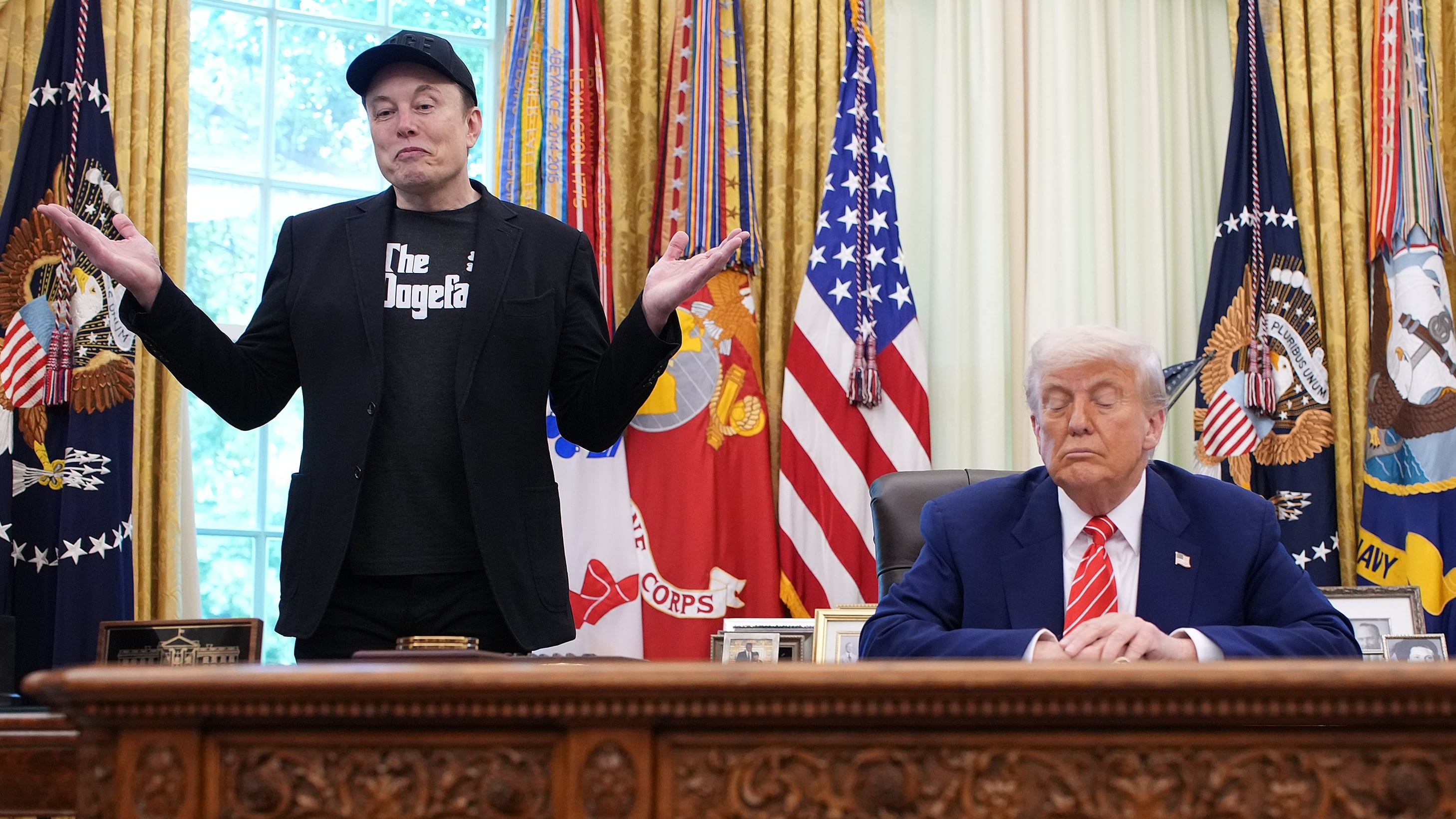 Donald Trump and Elon Musk in the Oval Office