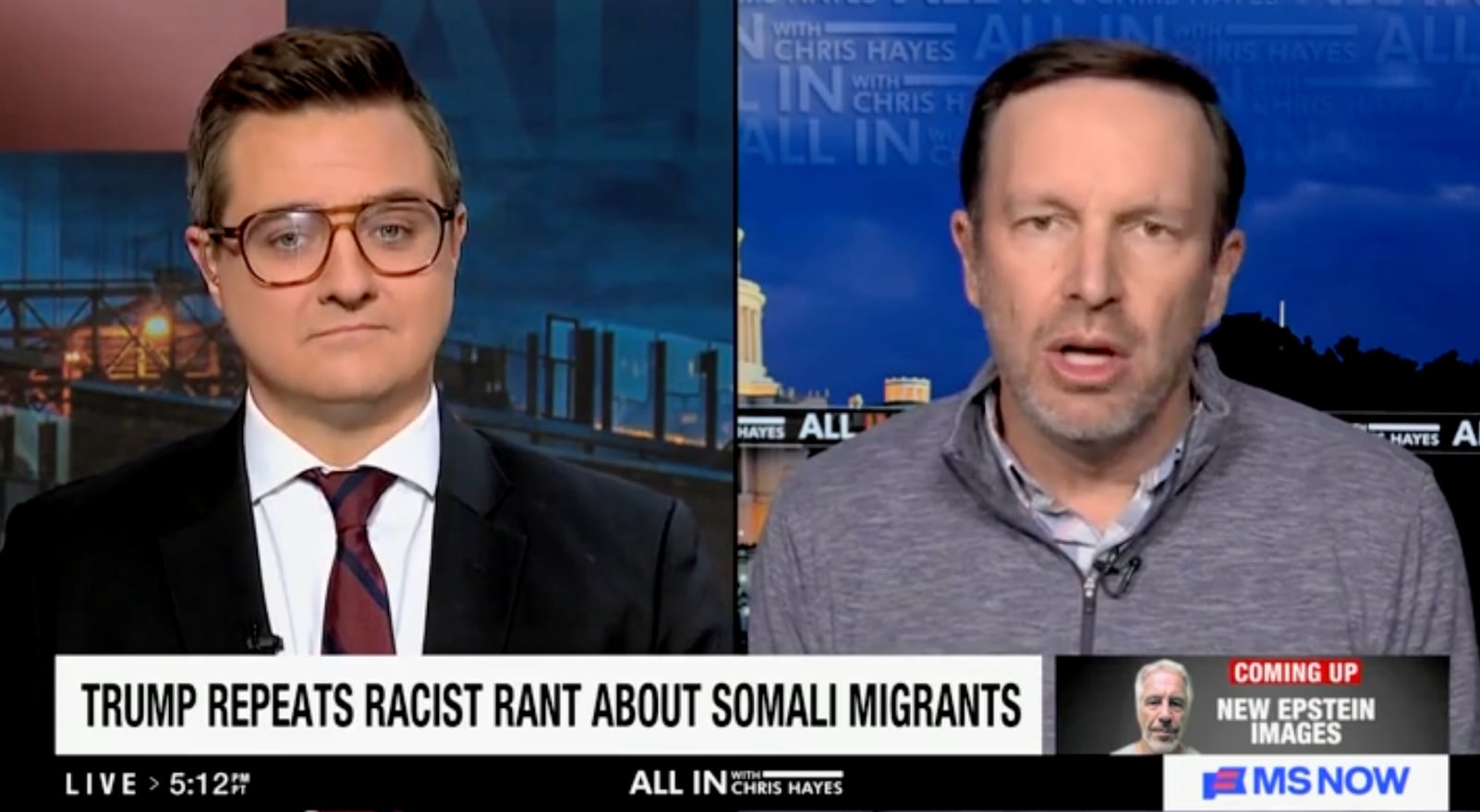 Sen. Chris Murphy appeared on Wednesday night's edition of ‘All In with Chris Hayes’ to discuss the president's controversial pardons. / MS NOW